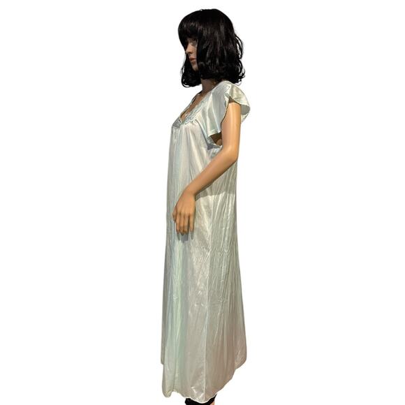 American Vintage Kayser Green flutter sleeves Long Nightgown size medium - Picture 8 of 12